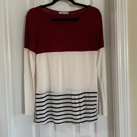 Coco & Main Long Sleeve Color Block Shirt - Picture 1 of 2